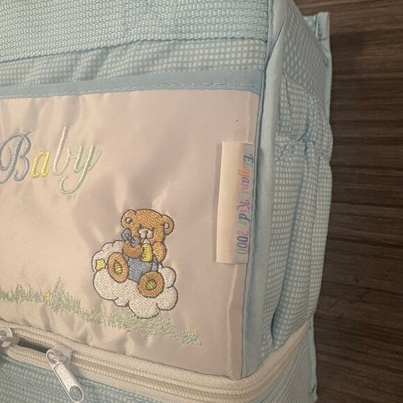 Vintage Elegant Kids 2000 Blue Teddy Bear Embroidered Diaper Bag - Picture 3 of 4